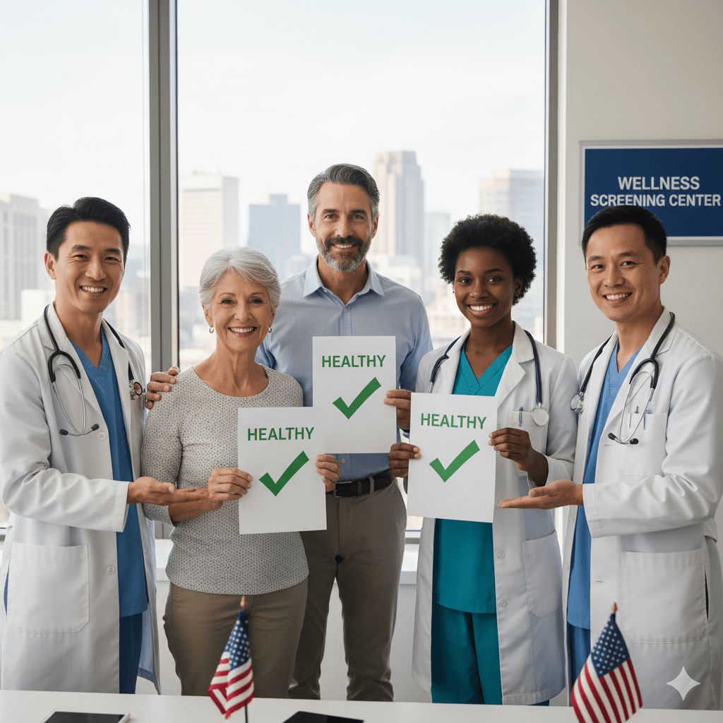 Happy customers after health screening